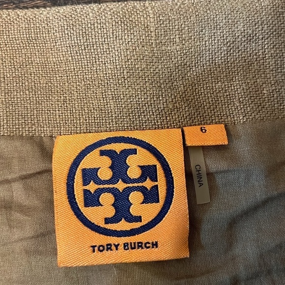 Tory Burch Linen Skirt Sequin & Rhinestone Embellished Beige Size 6 - Picture 3 of 7